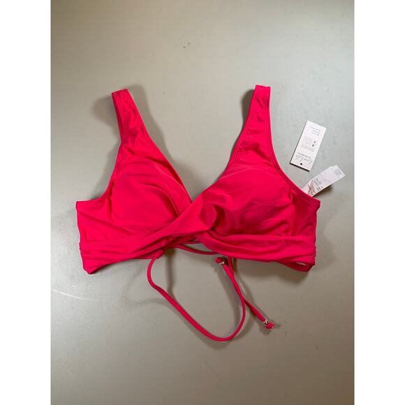 NWT Cupshe Hot Pink Tie back Bikini Top Size Large - Picture 1 of 5